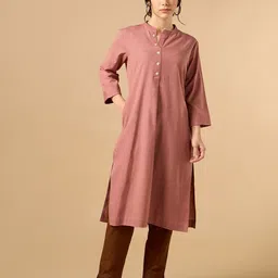 COTTONS DAILY Mandarin Collar Straight Cotton Kurta-47