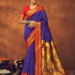 HERE&NOW Woven Design Zari Pure Silk Banarasi Saree-picture-5