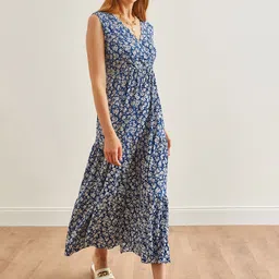 Olalook Floral Printed Fit and Flare Midi Dress-image-6