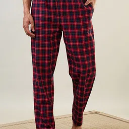 SleepZ by Raymond Men Checked Cotton Lounge Pants-image-38