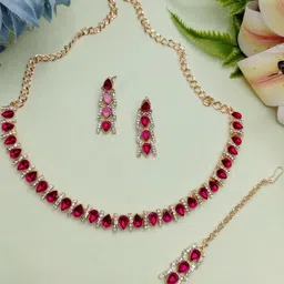 Anouk Rose Gold-Plated Stone-Studded Jewellery Set-17