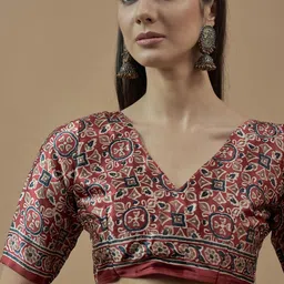 Anouk Ajrak Block Poly Crepe Block Print Saree image 4