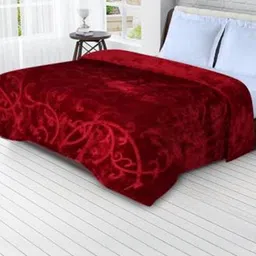 Doristyle Maroon 300 GSM SOLID MINK Double Bed Blanket-picture-36