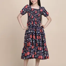 PTVIZE Floral Print Puff Sleeve Fit & Flare Midi Dress-image-85