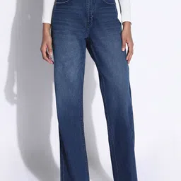 SHOWOFF Women Cotton Comfort Straight Fit Light Fade Acid Wash Jeans-picture-46