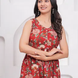 SIDDHANAM Floral Print Cotton A-Line Dress image 5