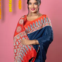 HELLA FASHIONS Polka Dots Printed Saree with Blouse Piece-picture-21