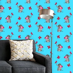 ArtzFolio Printed UV-Resistant Anti-Bacterial Elephant And Butterflies Peel & Stick Wallpaper-image-39