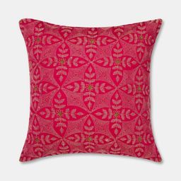 Fabindia Naisha Pink & White Embroidered Square Cushion Cover-picture-21