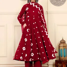 Anni Designer Women Bandhani Printed Anarkali Kurta with Trousers & Dupatta-picture-22