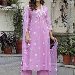 Anouk Women Floral Printed Empire Beads and Stones Pure Cotton Kurta with Palazzos & With Dupatta-picture-47