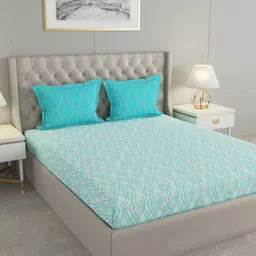 Raymond Home Blue & White Cotton 144 TC Queen Bedsheet Set 2.74 m x 2.74 m-image-91
