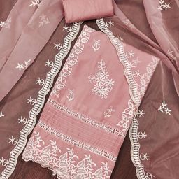 SAINOOR Embroidered Organza Semi-Stitched Dress Material-image-82