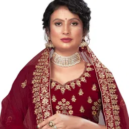 Maroosh Embellished Thread Work Unstitched Lehenga & Blouse With Dupatta image 2
