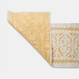 Fabindia White & Gold-Toned Floral Embroidered Rectangular Shaped Table Runner-30