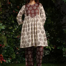 anayna Women Ethnic Motifs Printed Regular Pure Cotton Kurta with Trousers-7