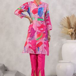 JISORA Women's Printed Russian Silk Co-ord-image-80