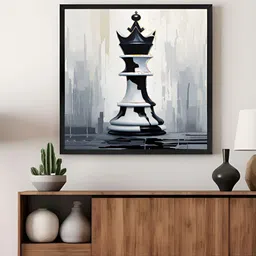 999Store Grey & White Canvas Chess King Wall Art-image-80