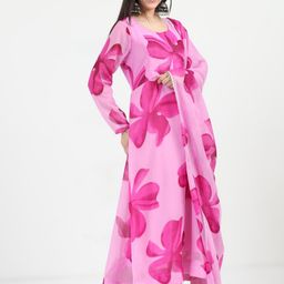 Raiyani Enterprise Floral Print Crepe Fit & Flare Maxi Dress-picture-45