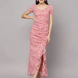 BAESD Women Floral Printed Square Neck Maxi Dress-picture-48