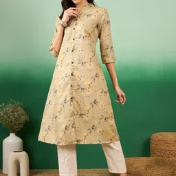 Sangria Floral Printed A-Line Kurta-image-83