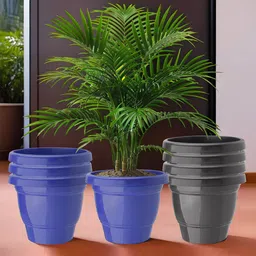 Kuber Industries 8-Pcs Blue & Black Durable Planters-48