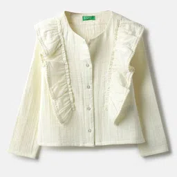 United Colors of Benetton Girls Mandairan Collar Shirt Style Top-picture-0