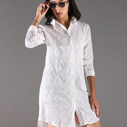 SHOWOFF Women Shirt Collar Cuffed Sleeves Shirt Dress-image-99
