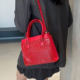 LULU & SKY Textured PU Structured Shoulder Bag with Tasselled image 3