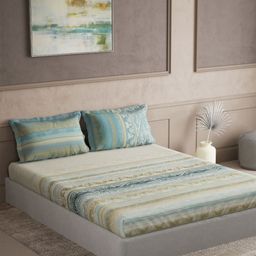 DDecor Blue & White Ethnic Motifs 144 TC Bedsheet with 2 Pillow Covers-picture-39