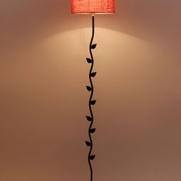 Devansh Black & Pink Jute Floor Lamp With Shade-57