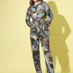 SEPHANI Ethnic Motifs Printed Pure Cotton Shirt With Trousers-image-33