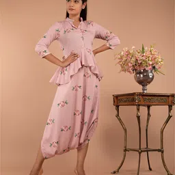 Pasha Women Tuberose Pink Peplum Dhoti Jumpsuit-picture-35