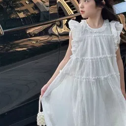 StyleCast x Revolte Girls Solid Round Neck Ruffles A-Line Dress-image-94