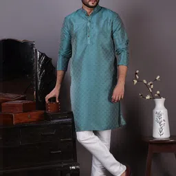 PulseIQ Men Jacquard Straight Kurtas-image-83