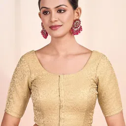 Inddus Woven Design Round Neck Saree Blouse-57