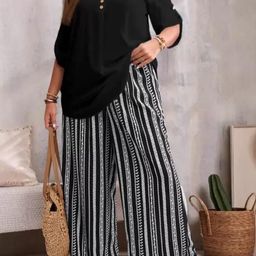 Sztori Printed V-Neck Top With Palazzo Co-Ords-picture-28