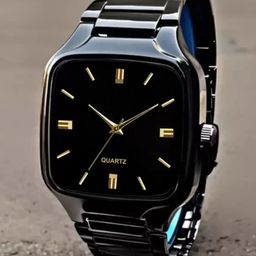 JUST LIKE Men Dial & Straps Adjustable Chain Lock Analogue Watch All Black Redu saqure 101-43