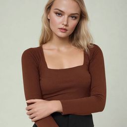 Dream Beauty Fashion Women Solid Ribbed Square Neck Regular Top-image-82