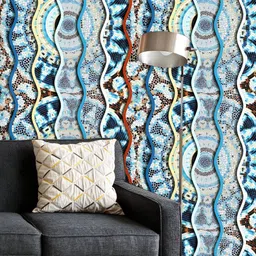 ArtzFolio Printed UV-Resistant Anti-Bacterial Waves Mosaic Peel & Stick Wallpaper-image-22
