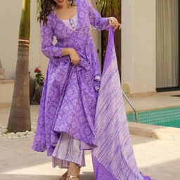 Wedani Women Bandhani Printed A-Line Kurta with Palazzo & Dupatta-image-29
