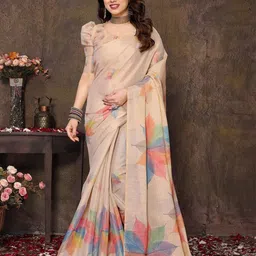 KALINI Floral Digital Printed Chanderi Saree-54