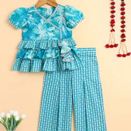 The Magic Wand Girls Printed Pure Cotton Top with Palazzos-image-97