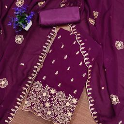 Rangtulika Women Ethnic Motif Embroidered Zari Unstitched Dress Material-image-56