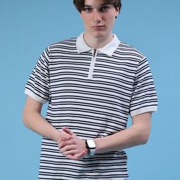 V-Mart Men Striped Polo Collar Cotton T-shirt-picture-8