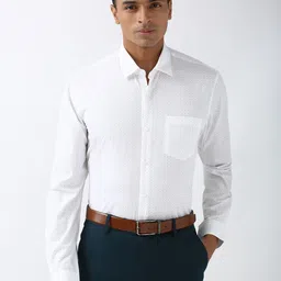 Peter England Men Classic Spread Collar Geometric Printed Cotton Formal Shirt-image-60