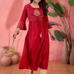 RangDeep Ethnic Motifs Printed Thread Work Pure Cotton Pleated Anarkali Kurta-picture-12