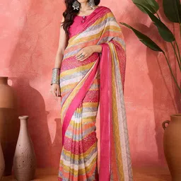 SHADOW & SAINING Floral Zari Poly Chiffon Saree-55