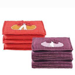 Kuber Industries Purple & Red 4 Pieces Polka Dot Printed Jewellery Organiser-46
