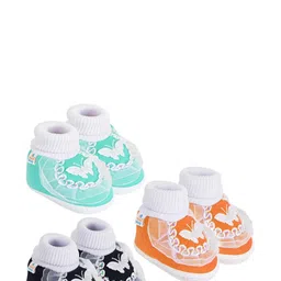 NESKA MODA 0 To 12 Months Baby Boys & Baby Girls Pack of 3 Pair Soft Cotton Butterfly Frill Booties-picture-43